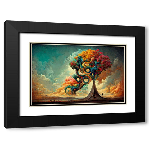 A059 Tree Of Life Black Modern Wood Framed Art Print with Double Matting by Heere, Ray