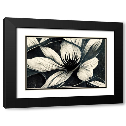 B038 Flowers Black White Black Modern Wood Framed Art Print with Double Matting by Heere, Ray