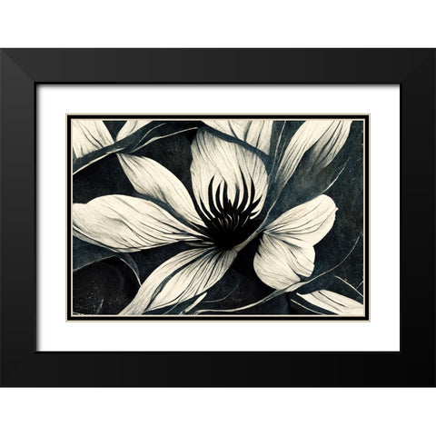 B038 Flowers Black White Black Modern Wood Framed Art Print with Double Matting by Heere, Ray