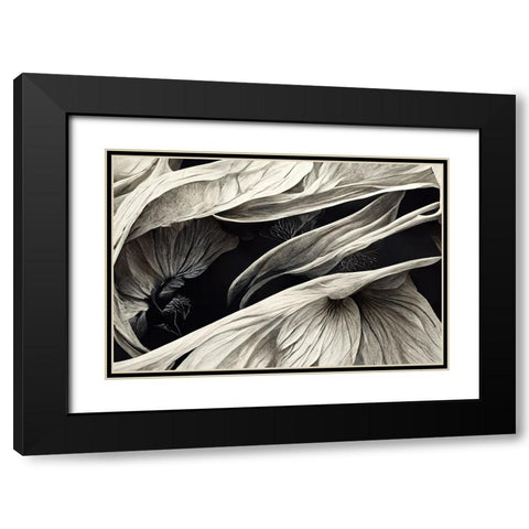 B039 Flowers Black White Black Modern Wood Framed Art Print with Double Matting by Heere, Ray