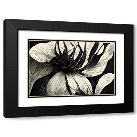 B040 Flowers Black White Black Modern Wood Framed Art Print with Double Matting by Heere, Ray