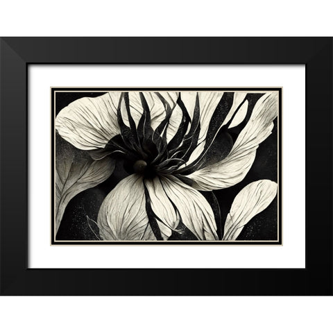 B040 Flowers Black White Black Modern Wood Framed Art Print with Double Matting by Heere, Ray