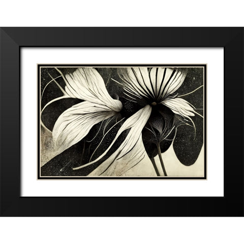 B041 Flowers Black White Black Modern Wood Framed Art Print with Double Matting by Heere, Ray