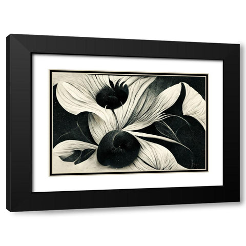 B042 Flowers Black White Black Modern Wood Framed Art Print with Double Matting by Heere, Ray