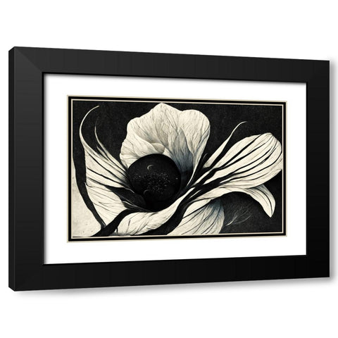 B044 Flowers Black White Black Modern Wood Framed Art Print with Double Matting by Heere, Ray