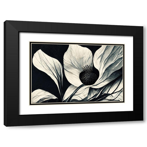 B045 Flowers Black White Black Modern Wood Framed Art Print with Double Matting by Heere, Ray