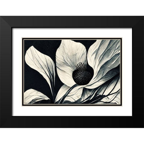 B045 Flowers Black White Black Modern Wood Framed Art Print with Double Matting by Heere, Ray