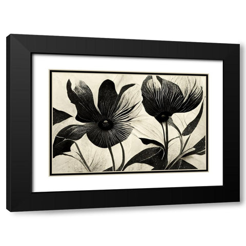 B046 Flowers Black White Black Modern Wood Framed Art Print with Double Matting by Heere, Ray