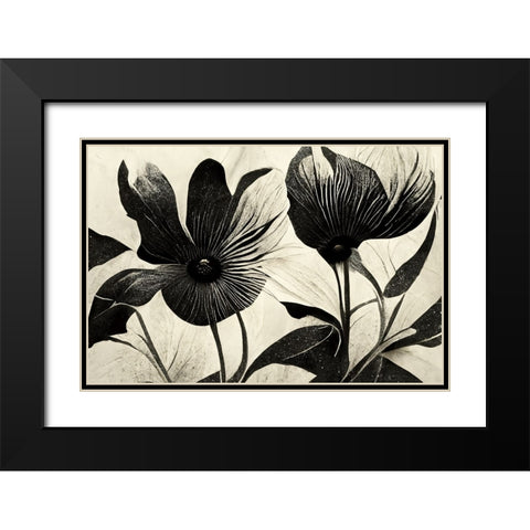 B046 Flowers Black White Black Modern Wood Framed Art Print with Double Matting by Heere, Ray