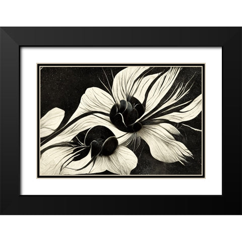 B047 Flowers Black White Black Modern Wood Framed Art Print with Double Matting by Heere, Ray