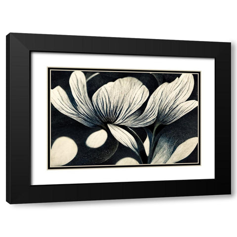 B050 Flowers Black White Black Modern Wood Framed Art Print with Double Matting by Heere, Ray