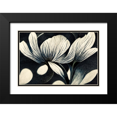 B050 Flowers Black White Black Modern Wood Framed Art Print with Double Matting by Heere, Ray
