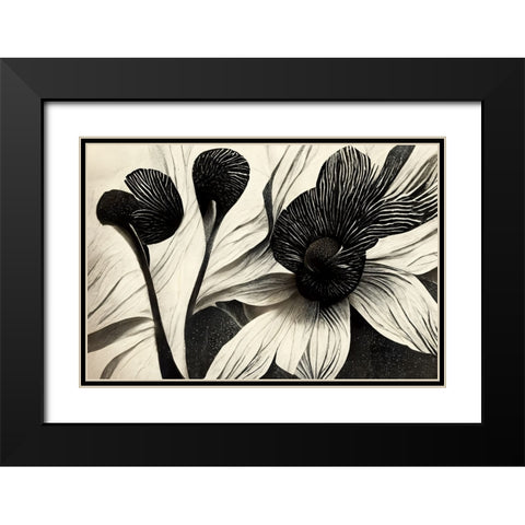 B051 Flowers Black White Black Modern Wood Framed Art Print with Double Matting by Heere, Ray