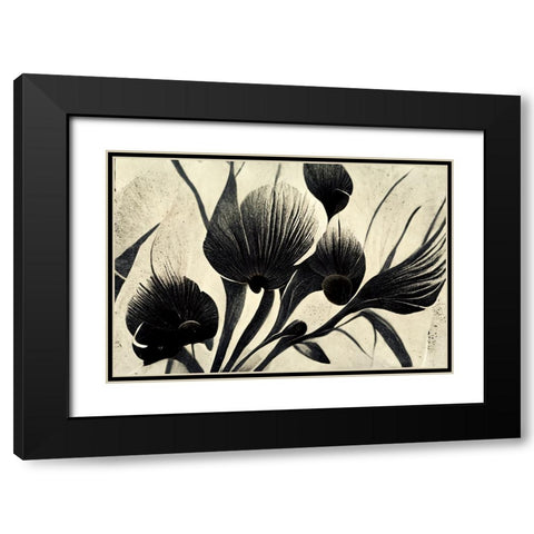 B054 Flowers Black White Black Modern Wood Framed Art Print with Double Matting by Heere, Ray