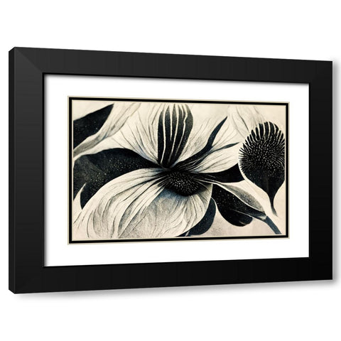 B055 Flowers Black White Black Modern Wood Framed Art Print with Double Matting by Heere, Ray