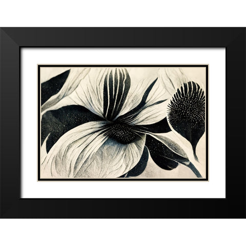 B055 Flowers Black White Black Modern Wood Framed Art Print with Double Matting by Heere, Ray