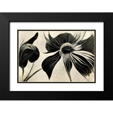 B057 Flowers Black White Black Modern Wood Framed Art Print with Double Matting by Heere, Ray