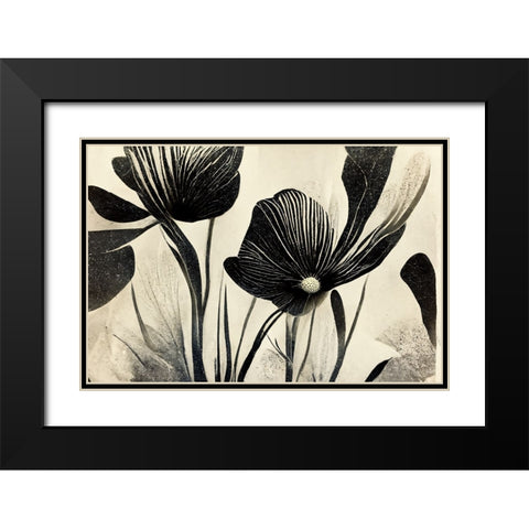 B058 Flowers Black White Black Modern Wood Framed Art Print with Double Matting by Heere, Ray