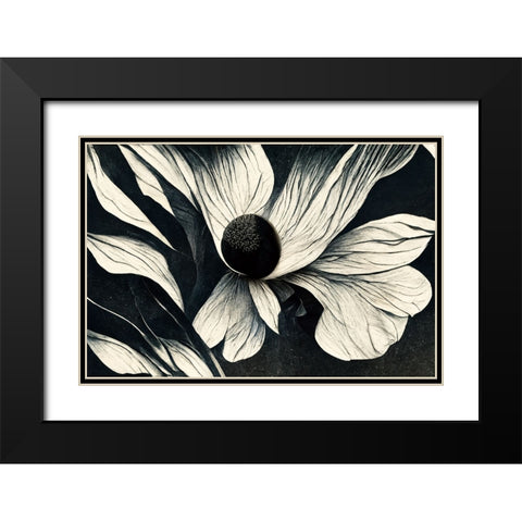 B060 Flowers Black White Black Modern Wood Framed Art Print with Double Matting by Heere, Ray