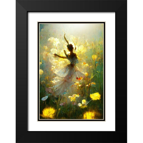 G001 Flower Dance Black Modern Wood Framed Art Print with Double Matting by Heere, Ray