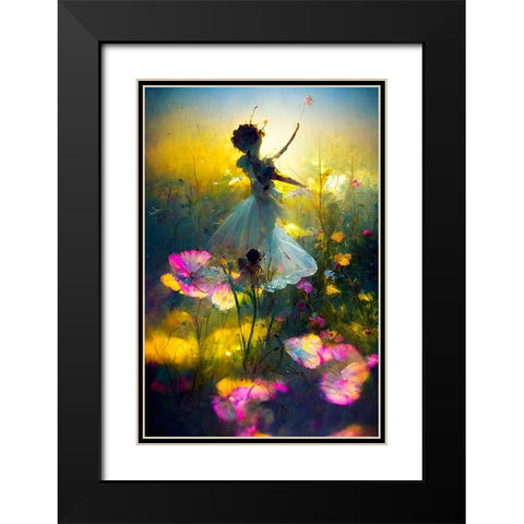 G003 Flower Dance Black Modern Wood Framed Art Print with Double Matting by Heere, Ray