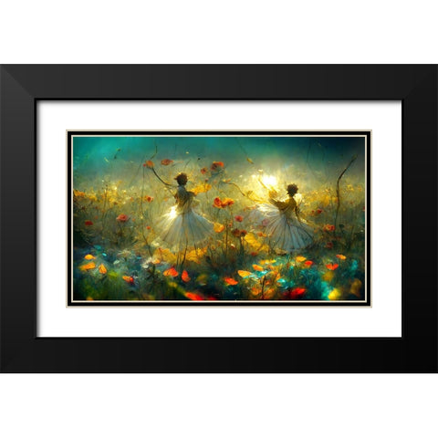 G005 Flower Dance Black Modern Wood Framed Art Print with Double Matting by Heere, Ray