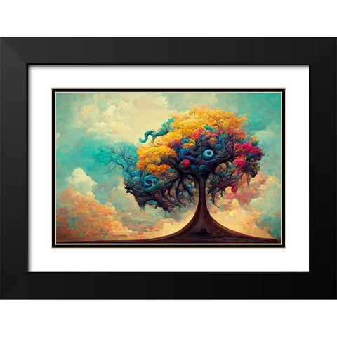 A064 Tree Of Life Black Modern Wood Framed Art Print with Double Matting by Heere, Ray
