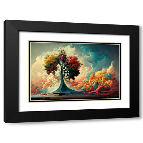 A065 Tree Of Life Black Modern Wood Framed Art Print with Double Matting by Heere, Ray