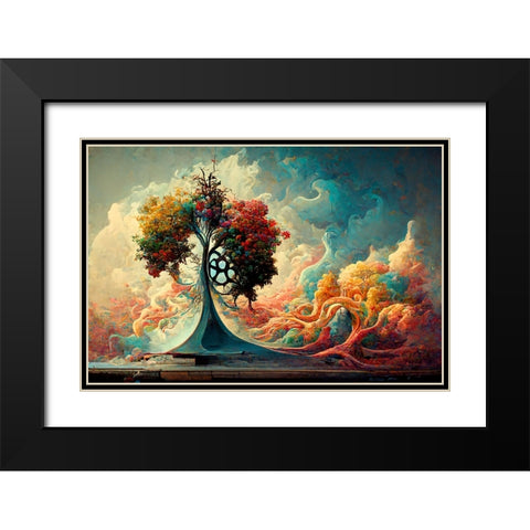 A065 Tree Of Life Black Modern Wood Framed Art Print with Double Matting by Heere, Ray