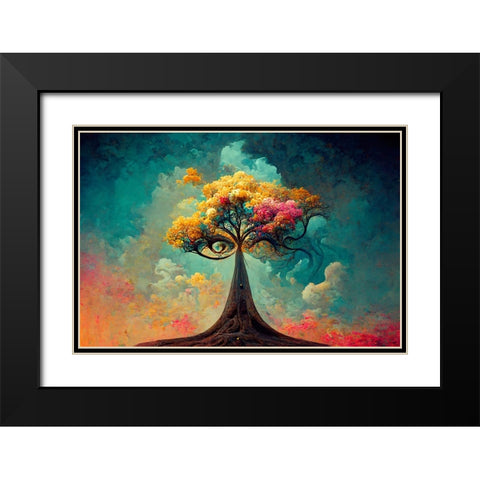 A066 Tree Of Life Black Modern Wood Framed Art Print with Double Matting by Heere, Ray