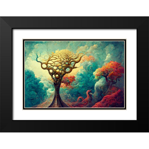 A067 Tree Of Life Black Modern Wood Framed Art Print with Double Matting by Heere, Ray