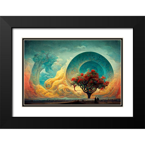 A068 Tree Of Life Black Modern Wood Framed Art Print with Double Matting by Heere, Ray