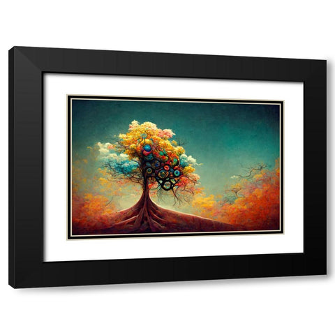 A070 Tree Of Life Black Modern Wood Framed Art Print with Double Matting by Heere, Ray