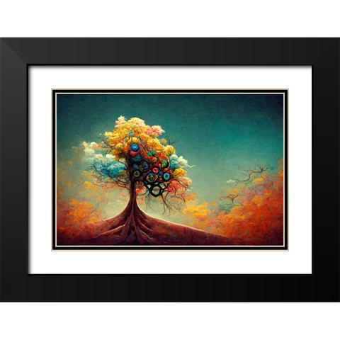 A070 Tree Of Life Black Modern Wood Framed Art Print with Double Matting by Heere, Ray