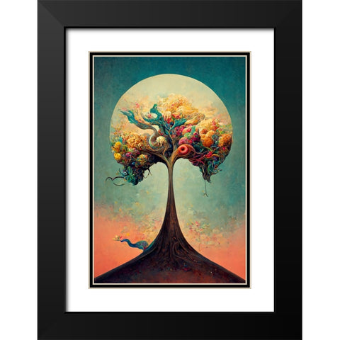 A074 Tree Of Life Black Modern Wood Framed Art Print with Double Matting by Heere, Ray