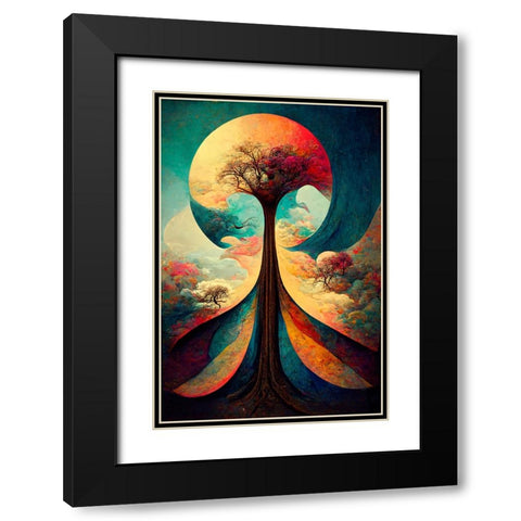 A077 Tree Of Life Black Modern Wood Framed Art Print with Double Matting by Heere, Ray