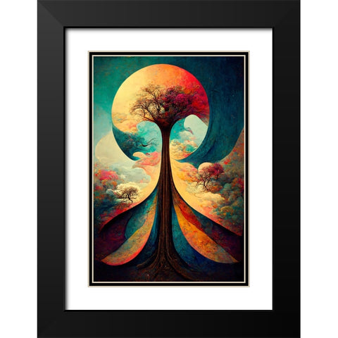 A077 Tree Of Life Black Modern Wood Framed Art Print with Double Matting by Heere, Ray