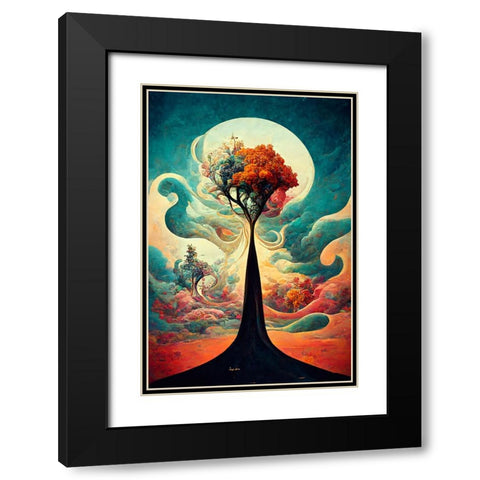 A085 Tree Of Life Black Modern Wood Framed Art Print with Double Matting by Heere, Ray