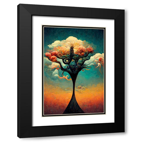 A089 Tree Of Life Black Modern Wood Framed Art Print with Double Matting by Heere, Ray