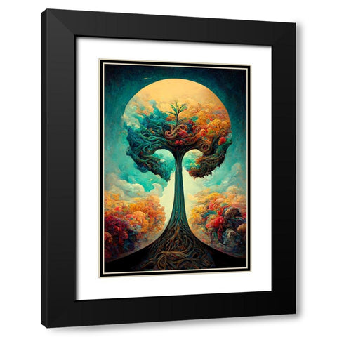 A090 Tree Of Life Black Modern Wood Framed Art Print with Double Matting by Heere, Ray