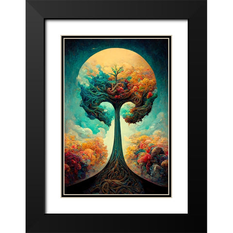 A090 Tree Of Life Black Modern Wood Framed Art Print with Double Matting by Heere, Ray