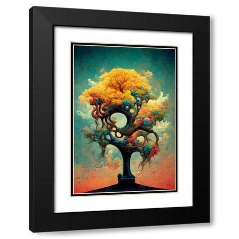 A093 Tree Of Life Black Modern Wood Framed Art Print with Double Matting by Heere, Ray