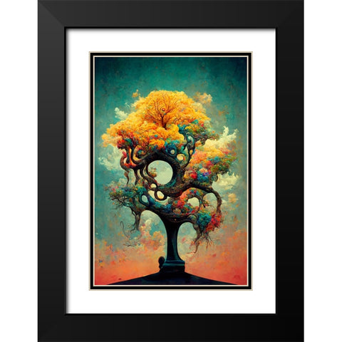 A093 Tree Of Life Black Modern Wood Framed Art Print with Double Matting by Heere, Ray