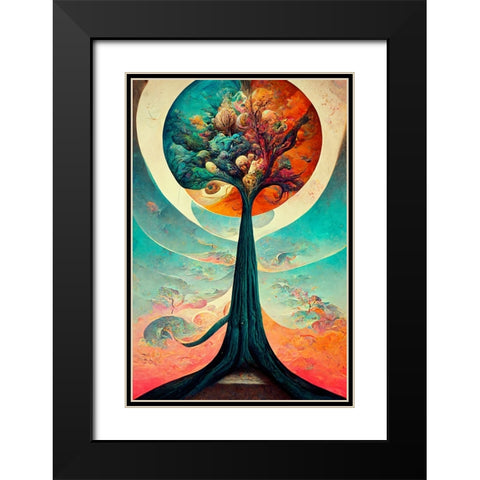 A098 Tree Of Life Black Modern Wood Framed Art Print with Double Matting by Heere, Ray