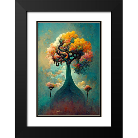 A100 Tree Of Life Black Modern Wood Framed Art Print with Double Matting by Heere, Ray