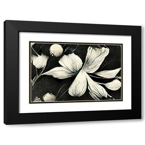 B061 Flowers Black White Black Modern Wood Framed Art Print with Double Matting by Heere, Ray