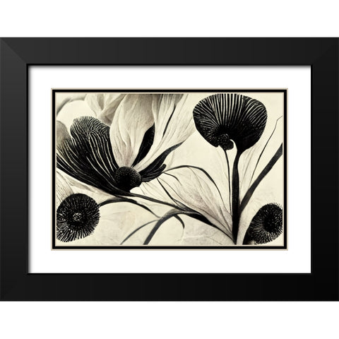 B065 Flowers Black White Black Modern Wood Framed Art Print with Double Matting by Heere, Ray