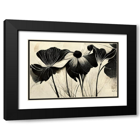 B066 Flowers Black White Black Modern Wood Framed Art Print with Double Matting by Heere, Ray
