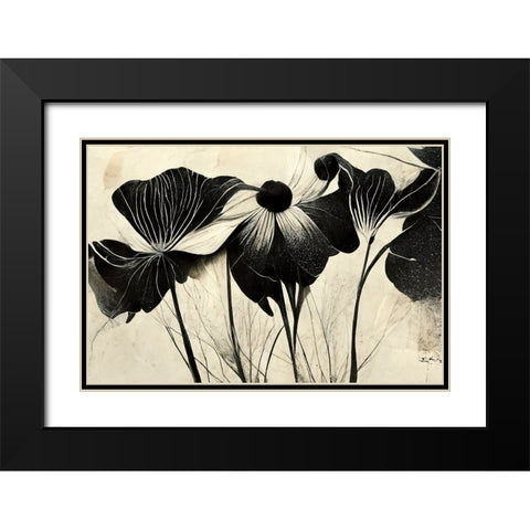B066 Flowers Black White Black Modern Wood Framed Art Print with Double Matting by Heere, Ray