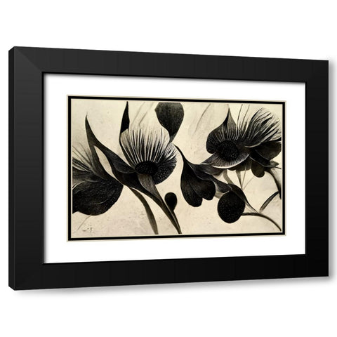 B069 Flowers Black White Black Modern Wood Framed Art Print with Double Matting by Heere, Ray